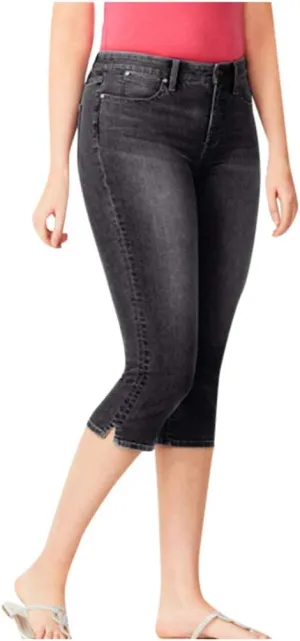 Women Plus Size Slim Jeans Stretch Tummy Control 3/4 Length Tight Calf Denim Pant Summer Office Relax Casual Trousers