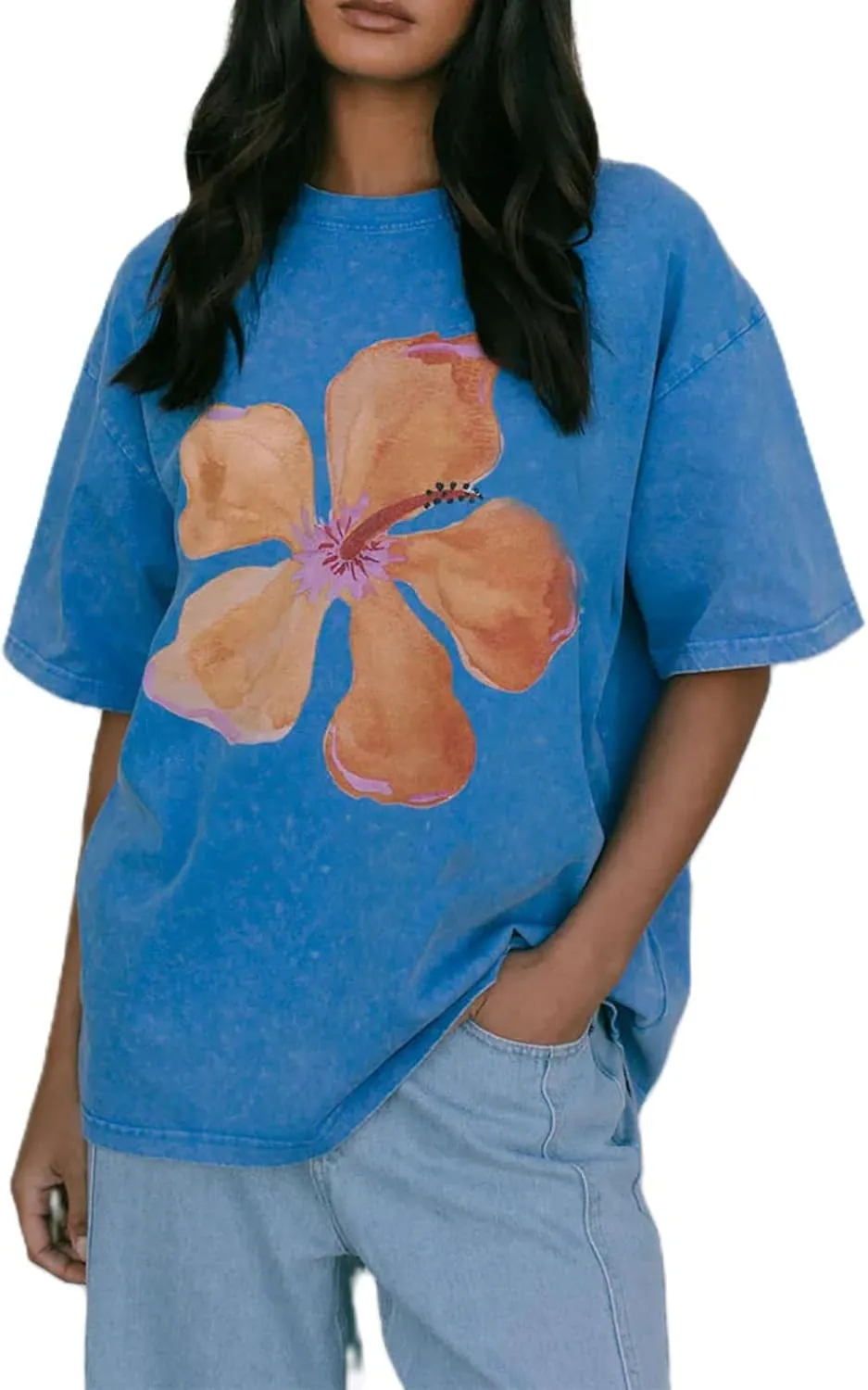 Women Y2k Oversized Summer Tops Cute Fruit Loose Fit Vintage T Shirts Crew Neck Aesthetic Graphic Short Sleeve