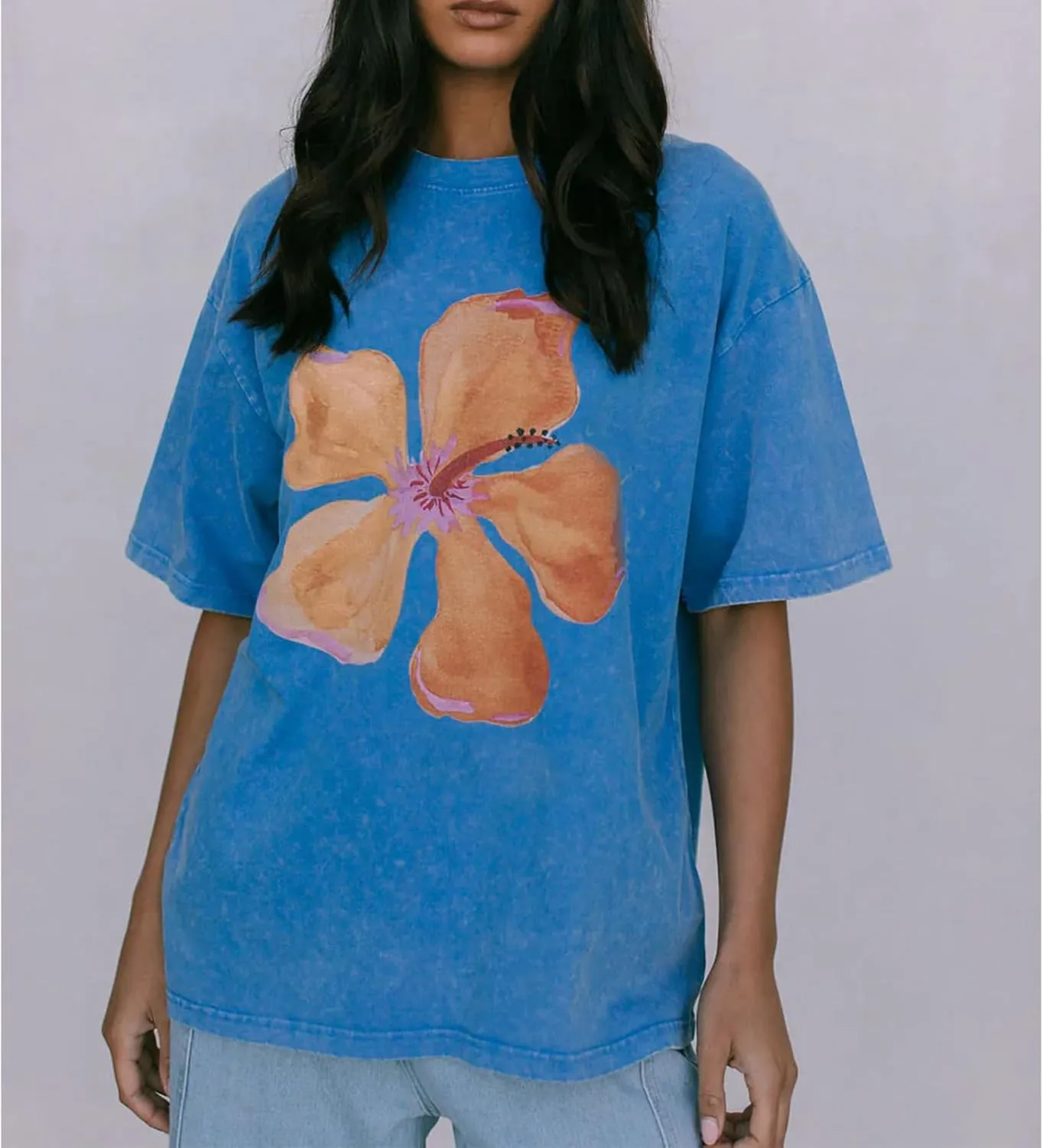 Women Y2k Oversized Summer Tops Cute Fruit Loose Fit Vintage T Shirts Crew Neck Aesthetic Graphic Short Sleeve