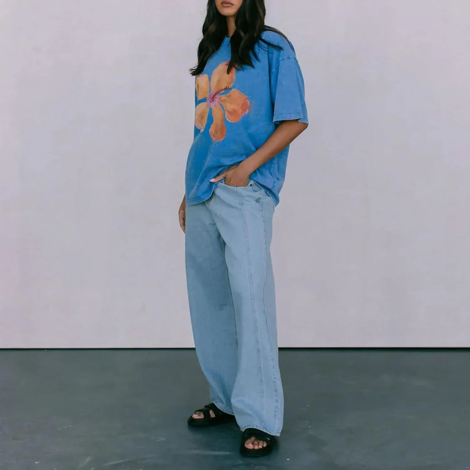 Women Y2k Oversized Summer Tops Cute Fruit Loose Fit Vintage T Shirts Crew Neck Aesthetic Graphic Short Sleeve