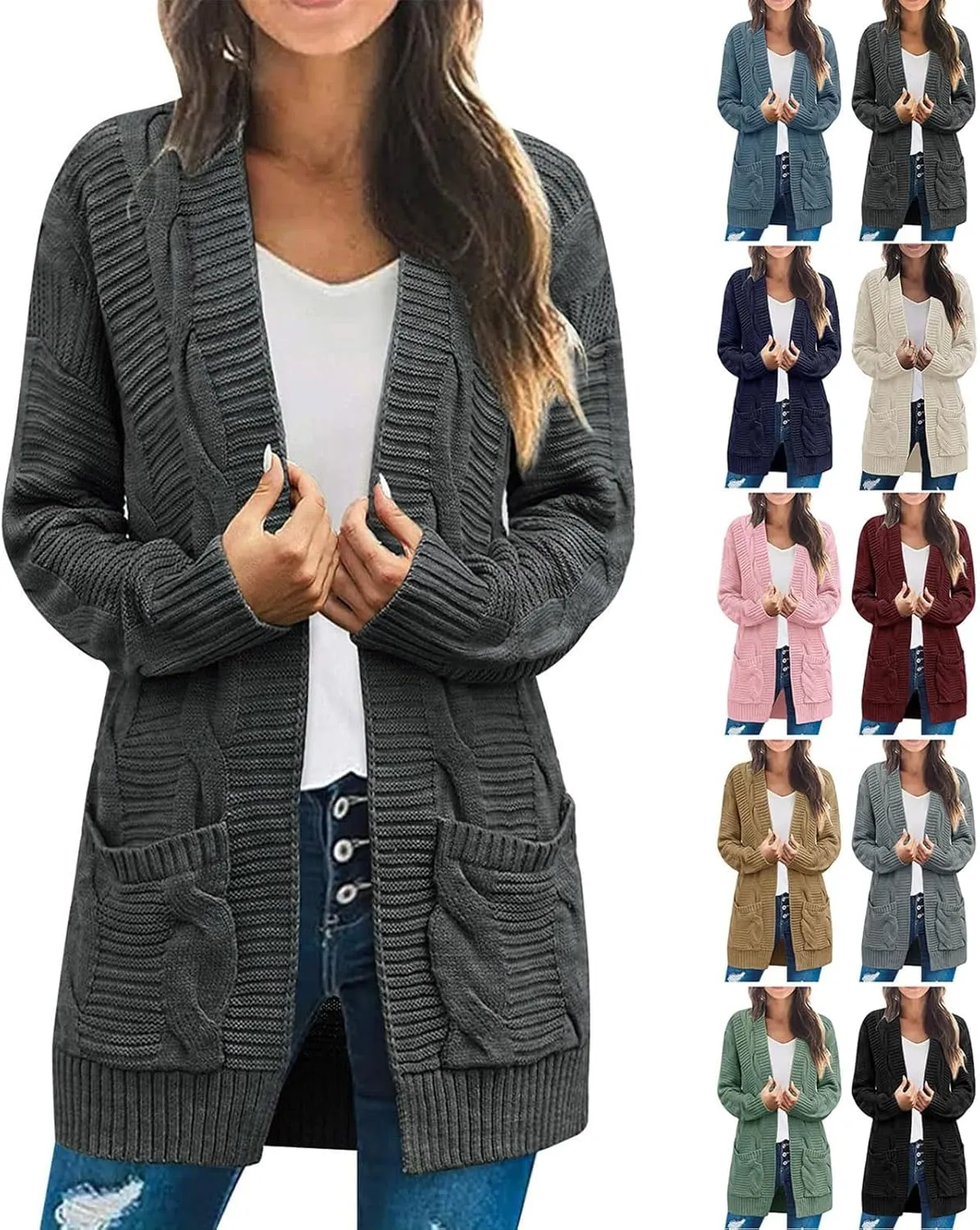 Women's Chunky Cardigan Sweater Jacket, Women's Chunky Sweater, Soft Knit Cardigan Sweater with Pockets