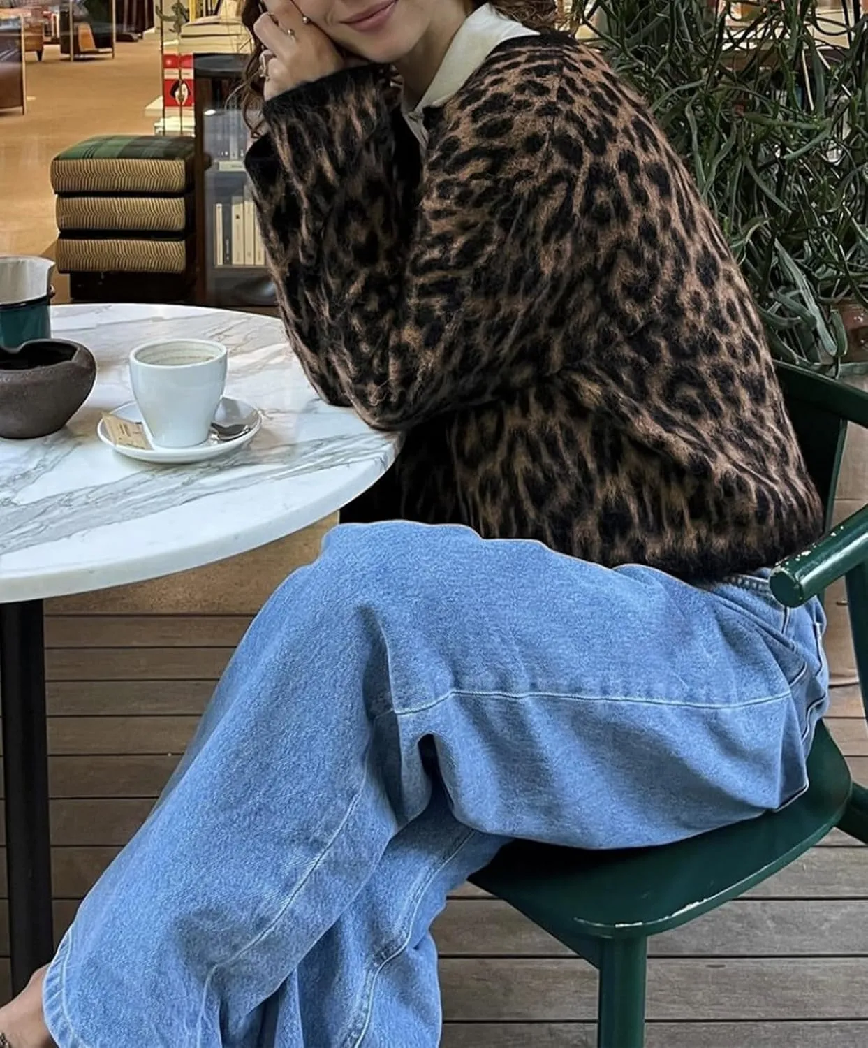 Womens Cropped Cardigan Sweater Leopard Print Long Sleeve Button Down Cardigans Open Front Sweaters