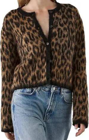 Womens Cropped Cardigan Sweater Leopard Print Long Sleeve Button Down Cardigans Open Front Sweaters