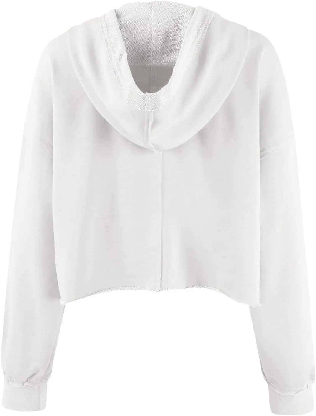 Womens Cropped Hoodies Long Sleeves V Neck Loose Casual Hooded Sweatshirts 2024 Fall Fashion Clothes