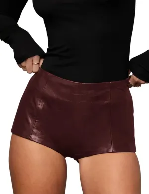Women's Faux Leather Shorts High Waist Stretch Skinny Mini Shorts Sexy Hot Pants