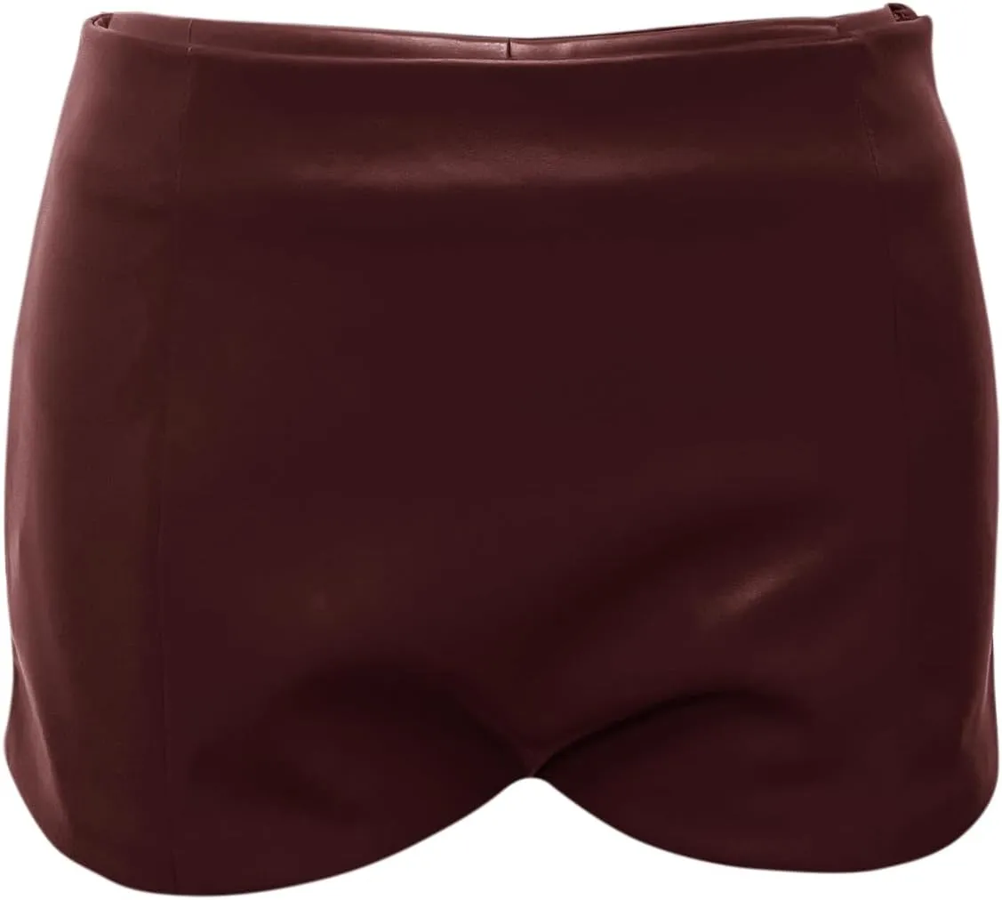 Women's Faux Leather Shorts High Waist Stretch Skinny Mini Shorts Sexy Hot Pants
