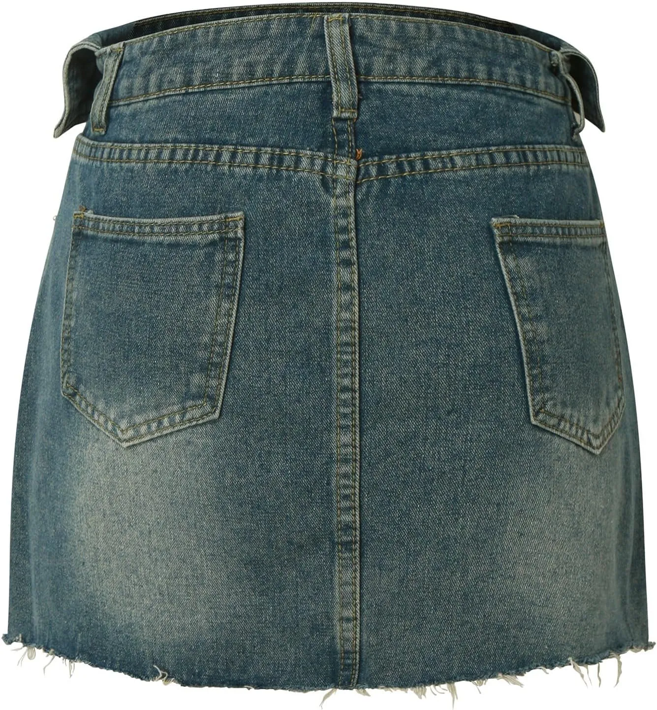 Women's High Waist Mini Denim Skirt Button Front with Pockets Short Casual Jean Skirts Independence Day Star