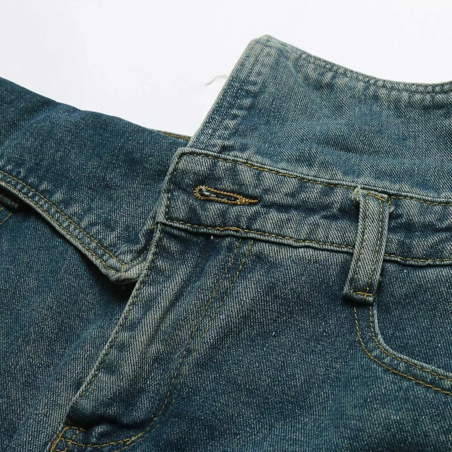 Women's High Waist Mini Denim Skirt Button Front with Pockets Short Casual Jean Skirts Independence Day Star