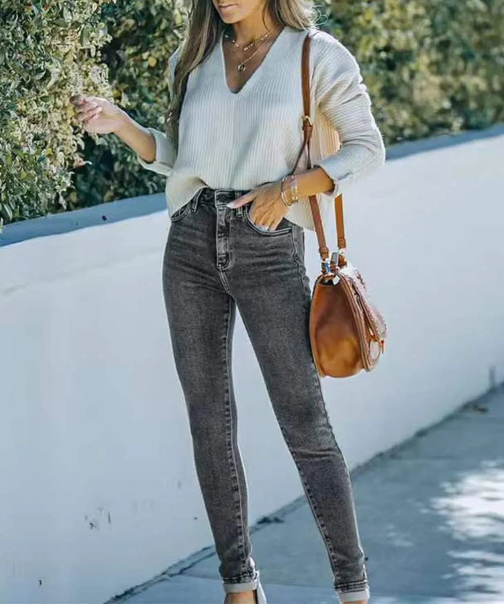 Women's High-Waisted Skinny Stretch Jeans Ultra Soft Denim Slim Fashion Leggings