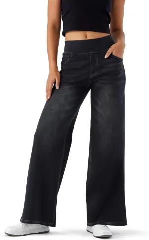 Women's High Waisted Wide Leg Jeggings – Stretch Denim Pull On Flare Jeans with Pockets Casual Comfy Pants