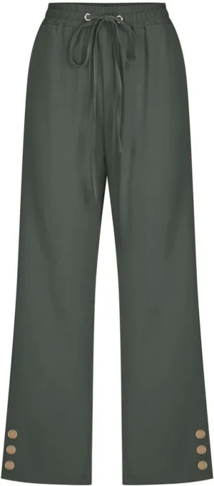 Womens Linen Pants Summer Casual Capri Candy Casual Capris Palazzo Cropped Comfy Baggy Trousers Capri Pants for