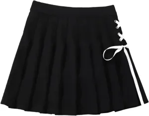 Women's Mini Skirts Classic Sports High Waist Pleated A-Line Side Lace-Up Skirts