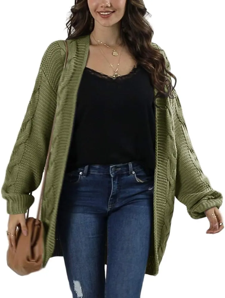 Womens Oversized Chunky Open Front Cardigan Sweaters Cable Knit Long Sleeve Cardigans Outwear Coats