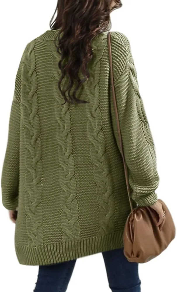 Womens Oversized Chunky Open Front Cardigan Sweaters Cable Knit Long Sleeve Cardigans Outwear Coats