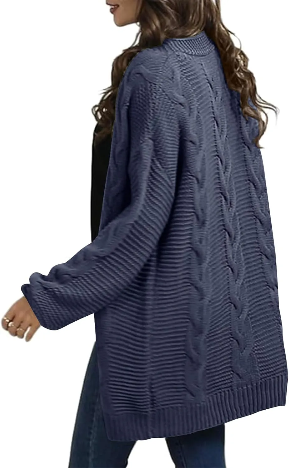Womens Oversized Chunky Open Front Cardigan Sweaters Cable Knit Long Sleeve Cardigans Outwear Coats