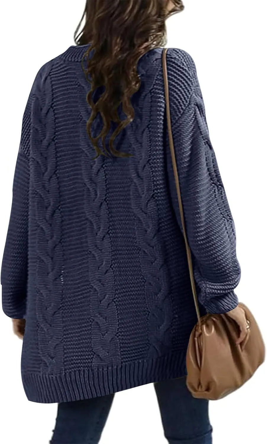 Womens Oversized Chunky Open Front Cardigan Sweaters Cable Knit Long Sleeve Cardigans Outwear Coats