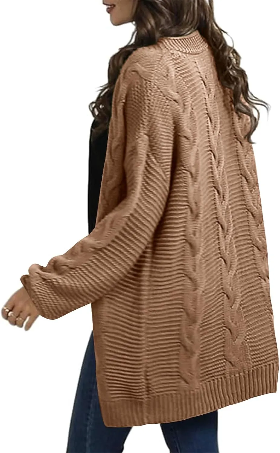 Womens Oversized Chunky Open Front Cardigan Sweaters Cable Knit Long Sleeve Cardigans Outwear Coats
