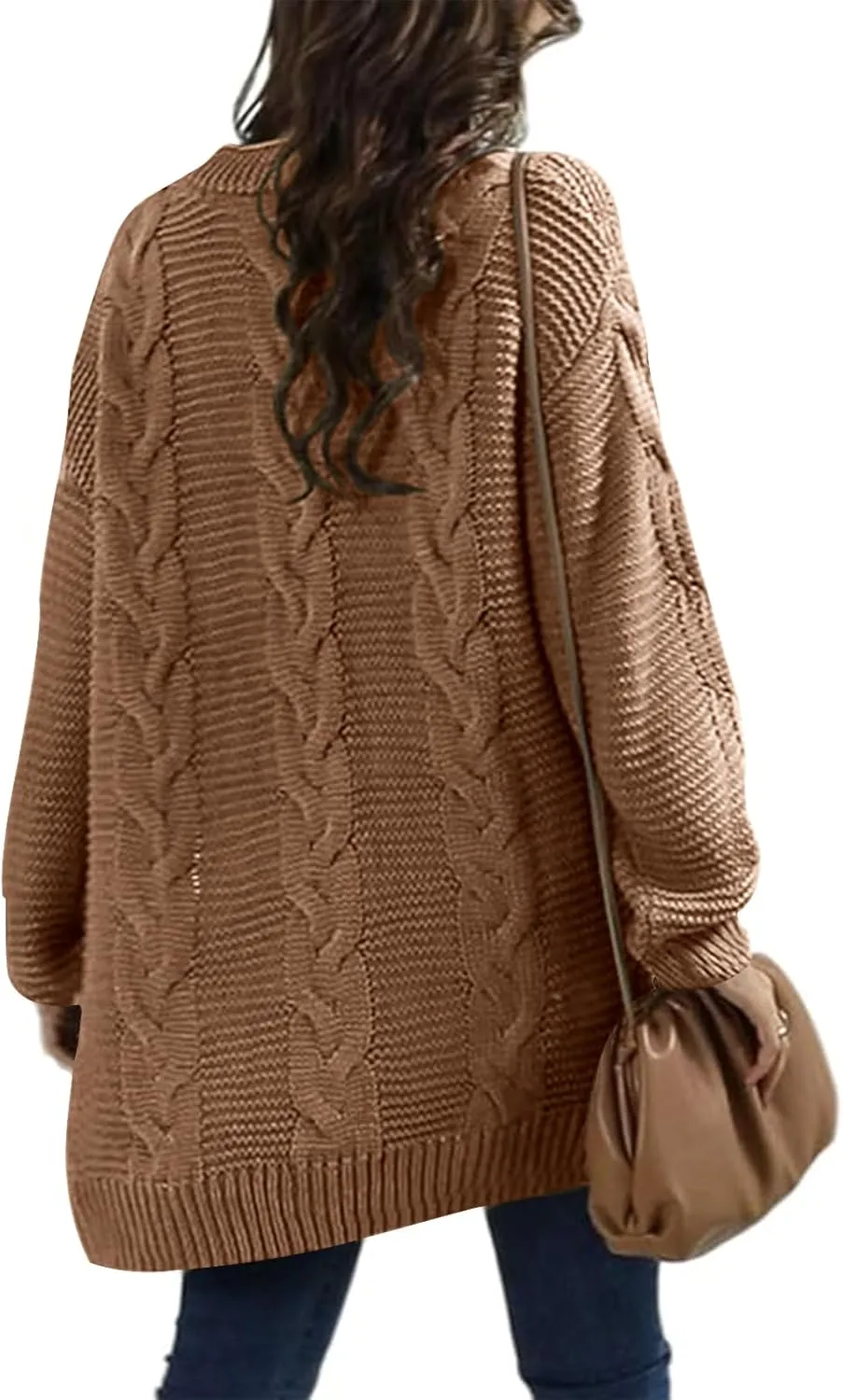 Womens Oversized Chunky Open Front Cardigan Sweaters Cable Knit Long Sleeve Cardigans Outwear Coats
