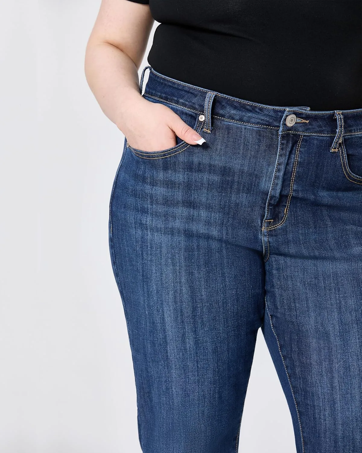 Women's Plus Size Bell Bottom Jeans Mid High Rise Flare Jean Skinny Stretchy Denim Pants