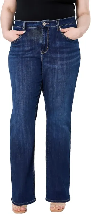 Women's Plus Size Bell Bottom Jeans Mid High Rise Flare Jean Skinny Stretchy Denim Pants
