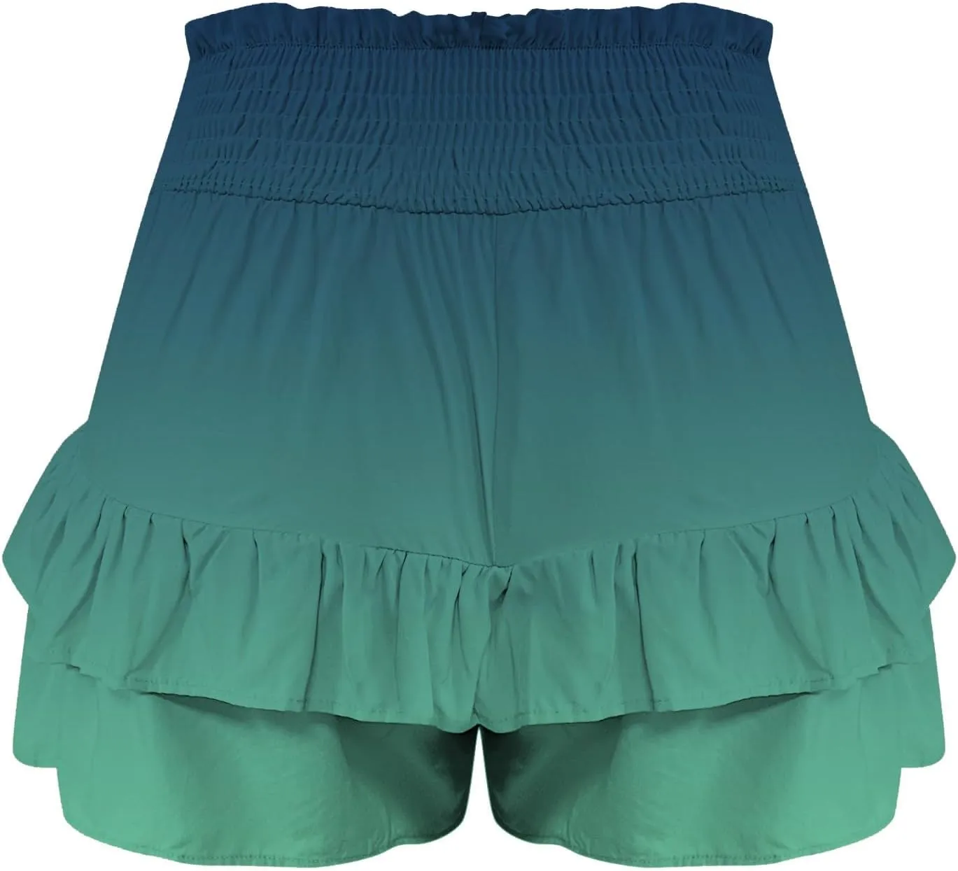 Womens Ruffle Short Skirt 2025 Summer Stretchy Smock Waist Gradient Leisure Skirt Park Workout Casual Yoga Sportswear