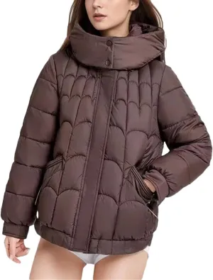 Women's Solid Color Parkas Hooded Stand Collar Warm Down Cotton Jacket Female Winter Short Puffer Zipper Coats