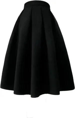 Women's Spring and Autumn Casual Solid Color Half Skirt High Waist Fold Long A- Line Skirt