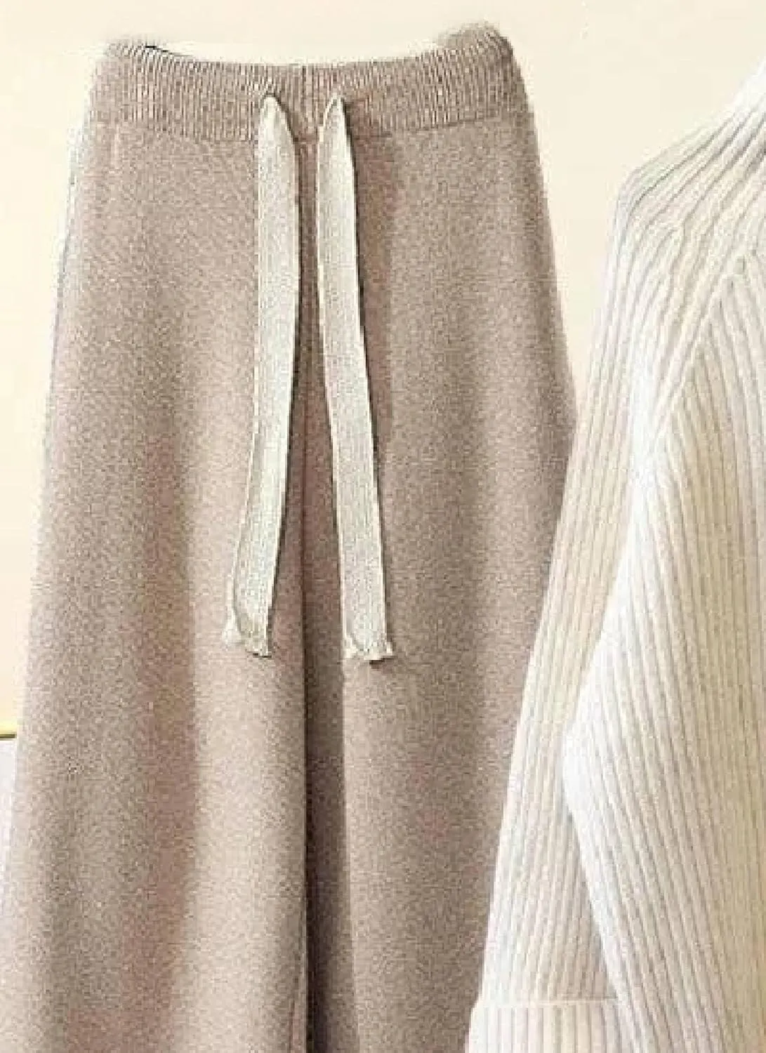 Women's Stylish Knit Sweater and Wide Leg Pants Set Casual Long Sleeve Crewneck Two Piece Set 2025 Summer Lounge Sets