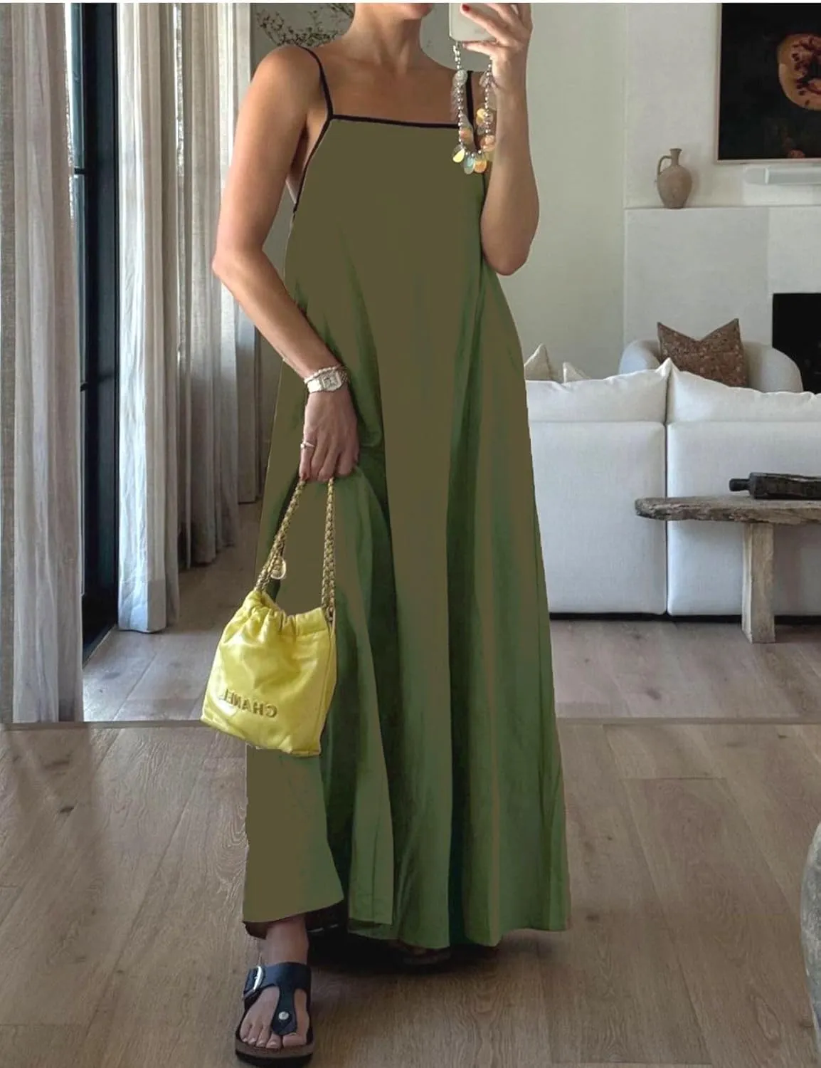 Womens Summer Maxi Dress 2025 Spaghetti Strap Dress Linen Sleeveless Backless Flowy Long Beach Dresses