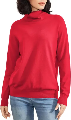 Women's Turtleneck Sweater Long Sleeve Lightweight Pullover Knit Tops