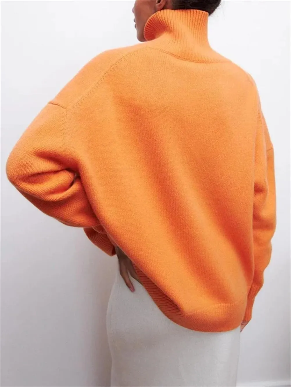 Women's Turtleneck Sweater Warm Thick Warm Soft Oversized Knitted Pullover Jumpers Top