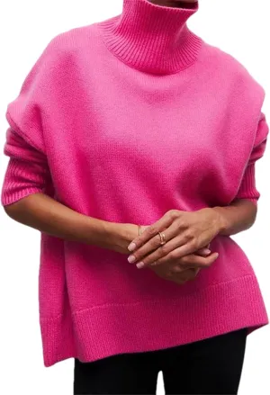 Women's Turtleneck Sweater Warm Thick Warm Soft Oversized Knitted Pullover Jumpers Top