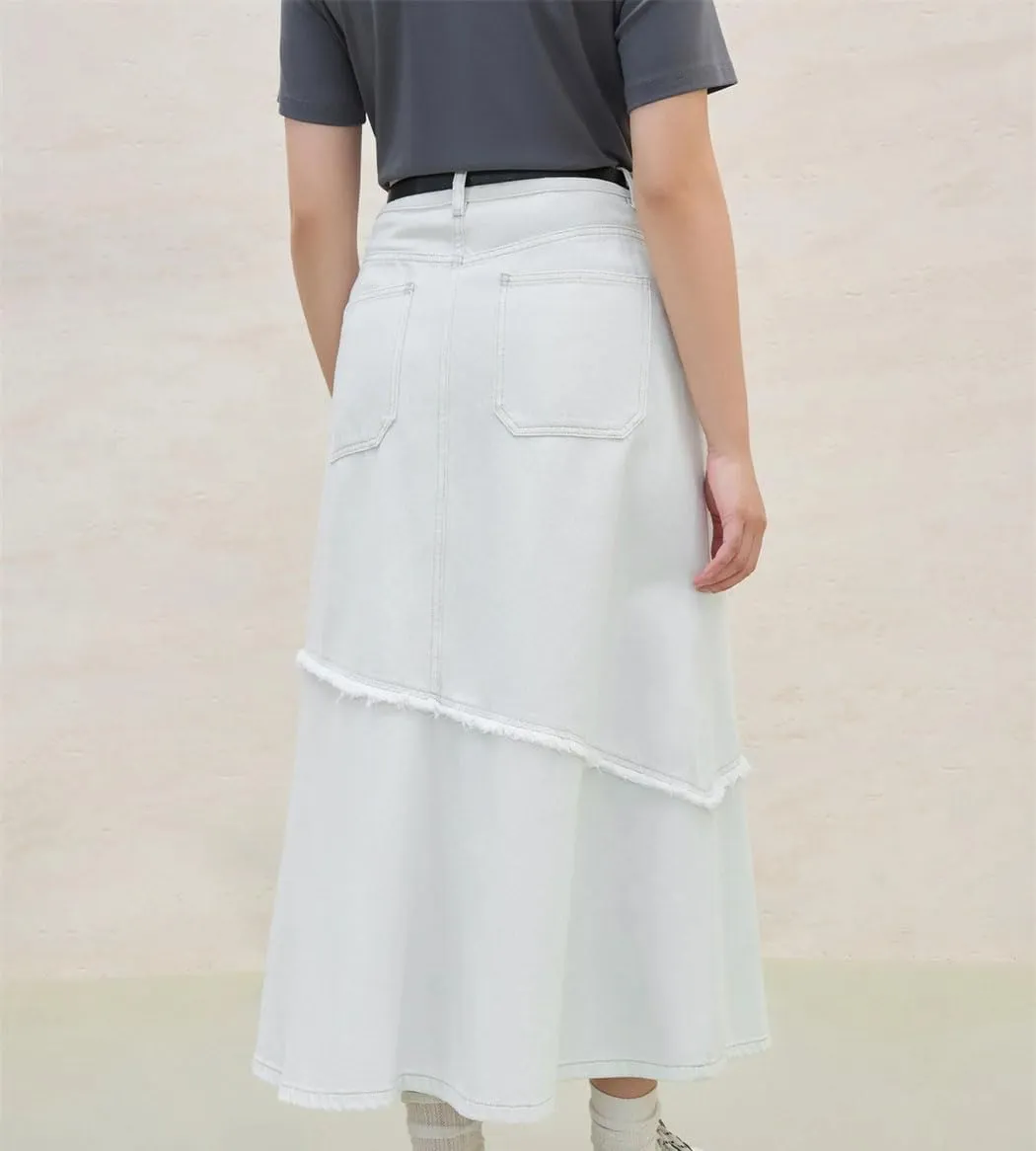 Women's White Jeans Skirt 2025 Fashion Cotton Denim Skirt Summer Versatile Slim Long A-Line Skirts