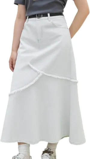 Women's White Jeans Skirt 2025 Fashion Cotton Denim Skirt Summer Versatile Slim Long A-Line Skirts