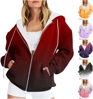 Womens Zip Up Hoodies 2024 Trendy Long Sleeve Hooded Sweatshirts With Pockets Winter Fashion Jacket Coats