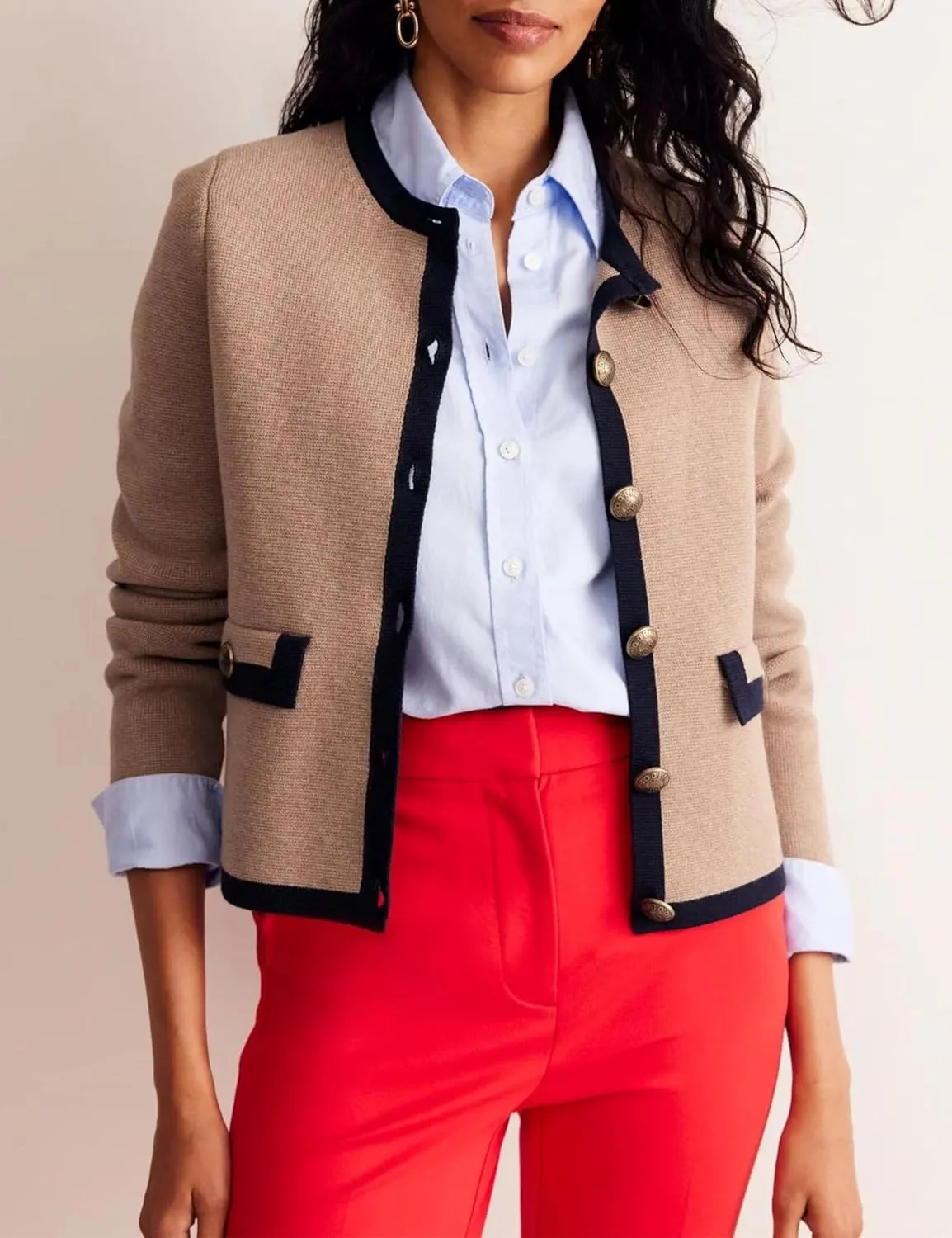 Xiaoxuemeng Womens Cardigan Sweaters Cropped Striped Button Down Knit Jackets Open Front Trendy Lady Fall Outfits