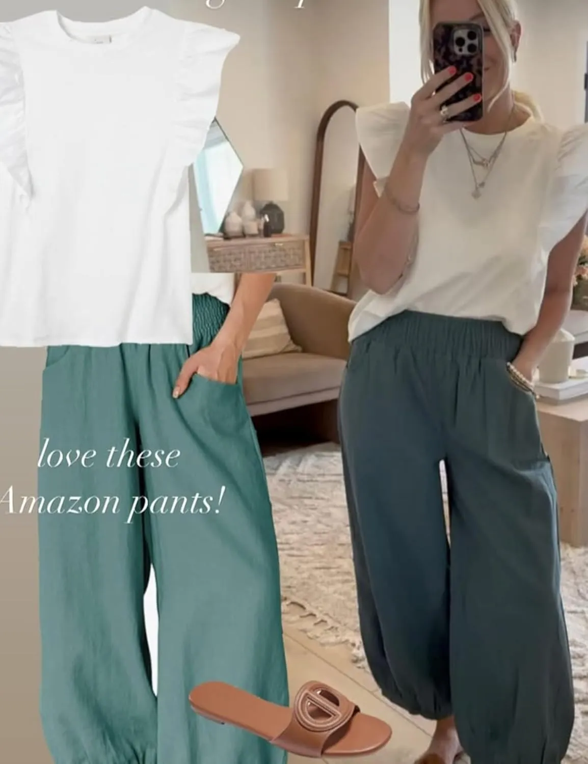 Xiaoxuemeng Womens Wide Leg Pants Cotton Linen Barrel Pants Elastic Waisted Lounge Trousers with Pockets