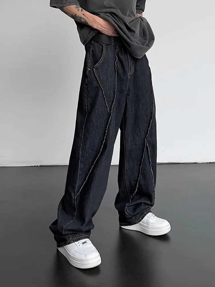 XYGJZ Men's Baggy Jeans Vintage Loose Fit Wide Leg Denim Pants Hip hop Streetwear Oversized Pants