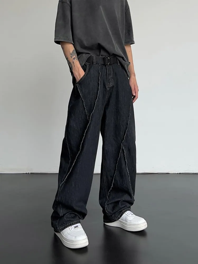 XYGJZ Men's Baggy Jeans Vintage Loose Fit Wide Leg Denim Pants Hip hop Streetwear Oversized Pants