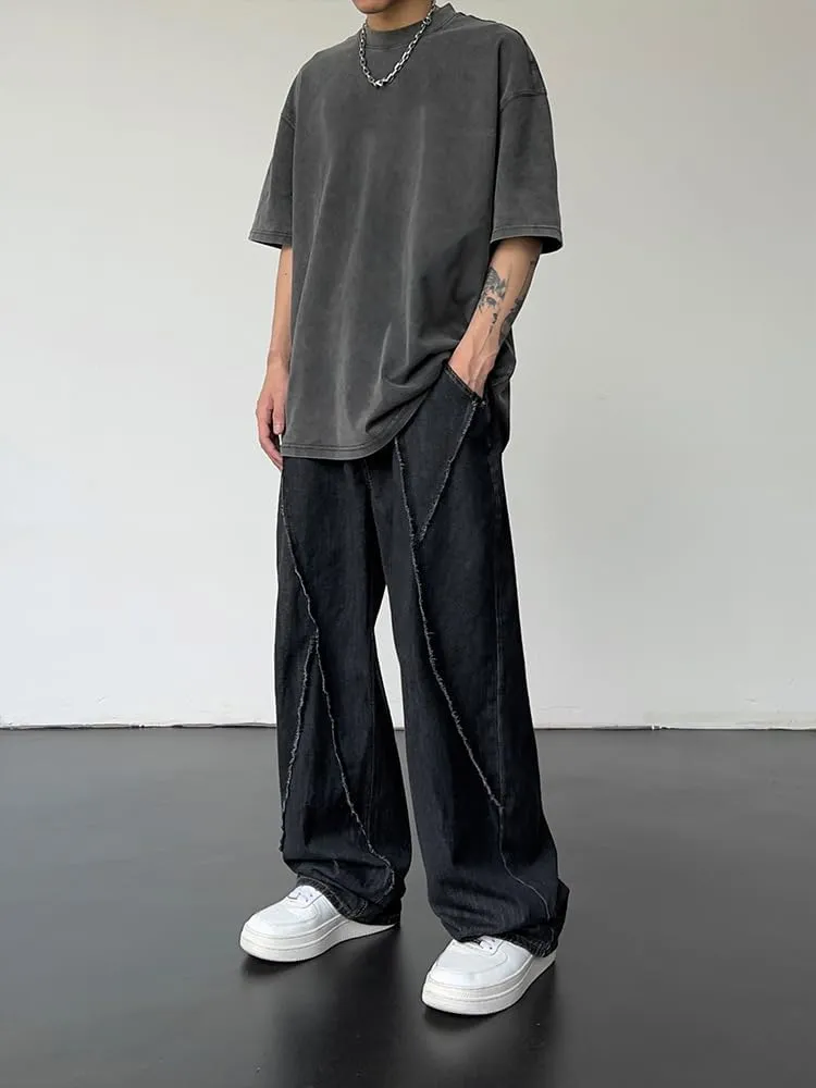 XYGJZ Men's Baggy Jeans Vintage Loose Fit Wide Leg Denim Pants Hip hop Streetwear Oversized Pants