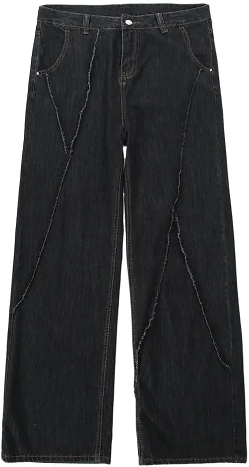 XYGJZ Men's Baggy Jeans Vintage Loose Fit Wide Leg Denim Pants Hip hop Streetwear Oversized Pants