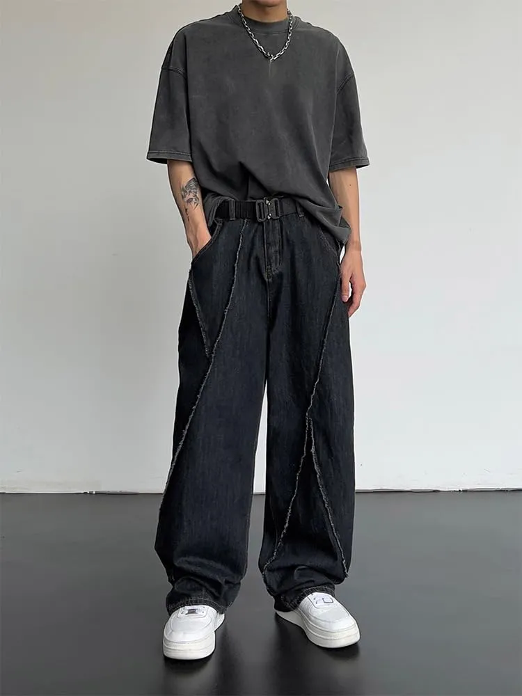 XYGJZ Men's Baggy Jeans Vintage Loose Fit Wide Leg Denim Pants Hip hop Streetwear Oversized Pants