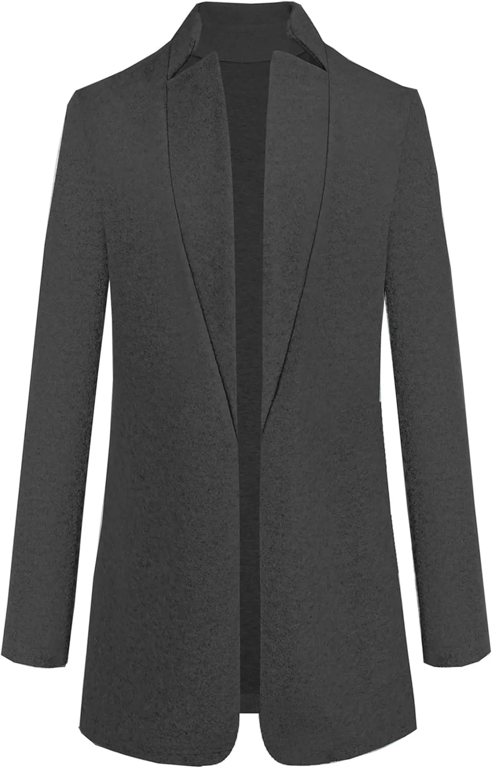 YMING Womens Casual Wool Blend Long Pea Coats Jackets Notched Open Front Outerwear Slim Fit Winter Overcoats