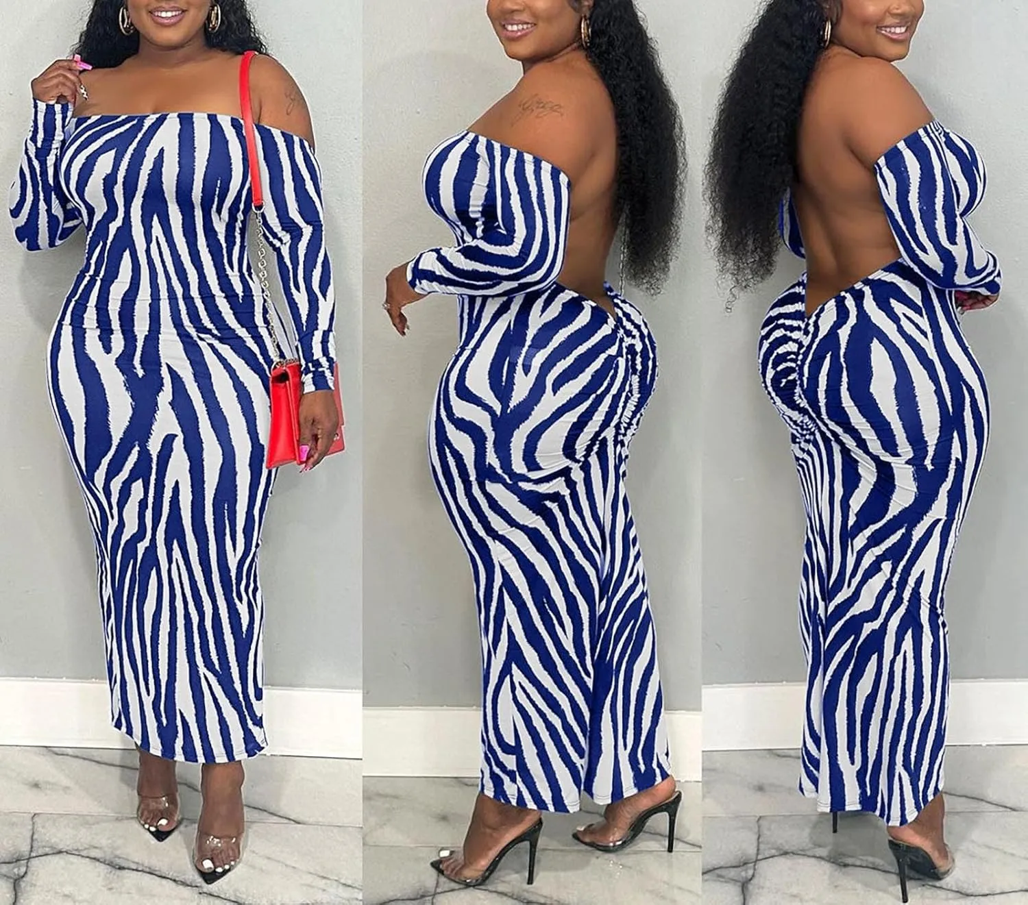 Yuopeid Women's Summer Sexy Off The Shoulder Pullover Long Dress Backless Bodycon Ruched Cocktail Party Midi Dresses