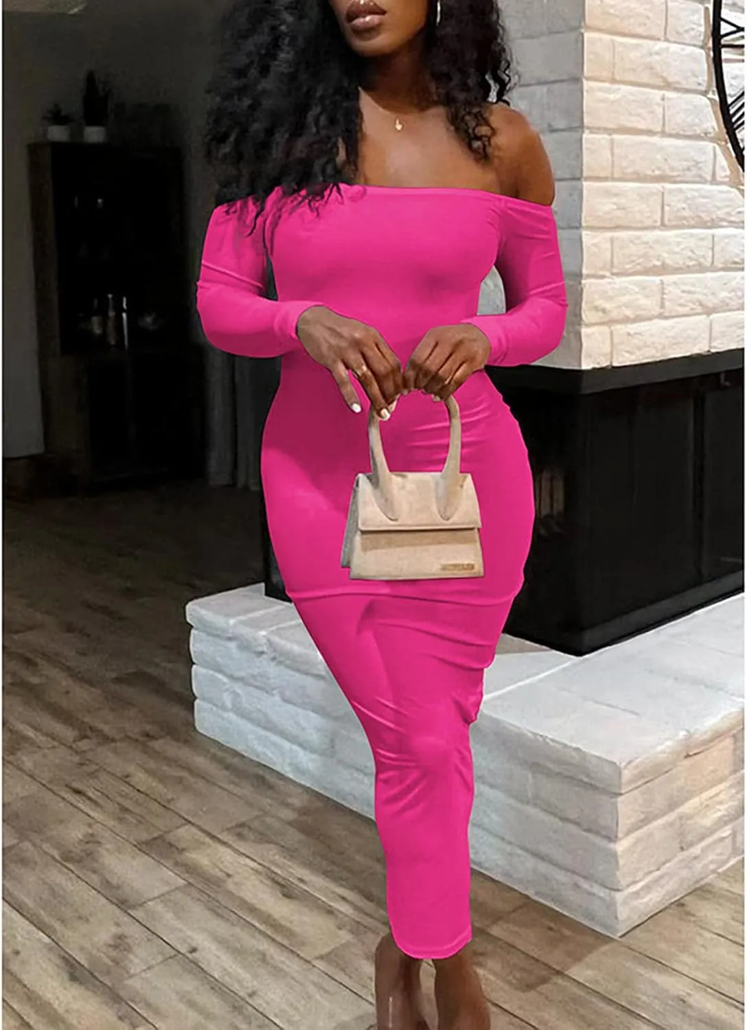 Yuopeid Women's Summer Sexy Off The Shoulder Pullover Long Dress Backless Bodycon Ruched Cocktail Party Midi Dresses