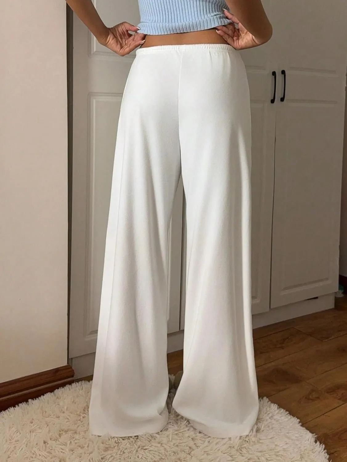 ZAFUL Wide Leg Sweatpants Women Y2k Low Waist Straight Baggy Pants Casual Drawstring Workout Toursers with Pockets