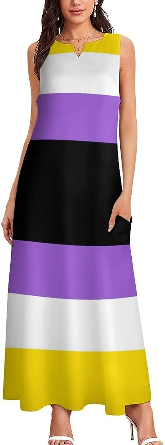 Zakqeik Australian Flag Summer Women's Sleeveless Long Dress Slim Fit Sleeveless Ankle Dresses